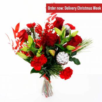 The Christmas Day Fresh Flowers Bouquet ( Order now: Delivery Christmas Week )