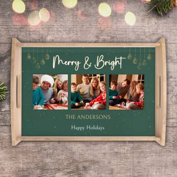 Merry and Bright Any Photo - Personalised Serving Tray
