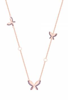 Tipperary Crystal Butterfly - Necklace Rose Gold With Purple Cz