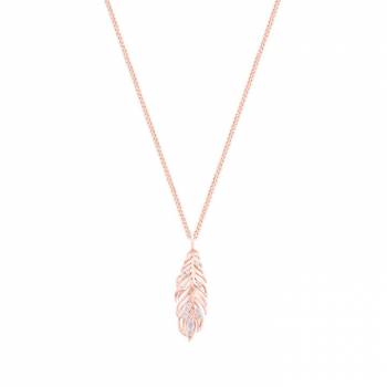 Tipperary Crystal Feather Pendant RG Inset With Clear Cz