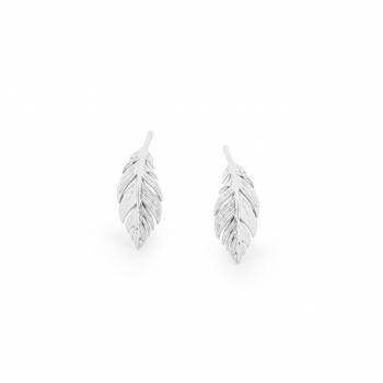 Tipperary Crystal Feather Mini Stud Earrings Silver