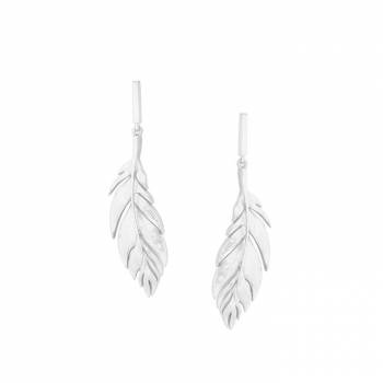 Tipperary Crystal Feather Simple Drop Earring Silver