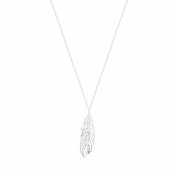 Tipperary Crystal Feather Cut Out Pendant Silver