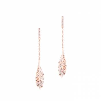 Tipperary Crystal Long Feather RG Earrings Inset With Clear Cz