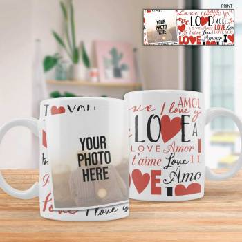 Love Text Personalised Photo Mug