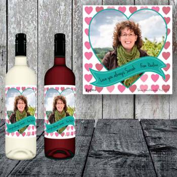 Hearts Photo Personalised Wine