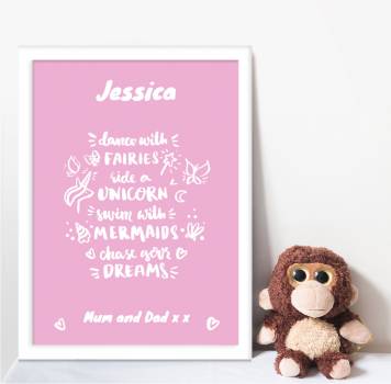 Dance with Fairies Baby Personalised Poster