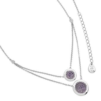 Lavendar Double Moon Drop Pendant Silver