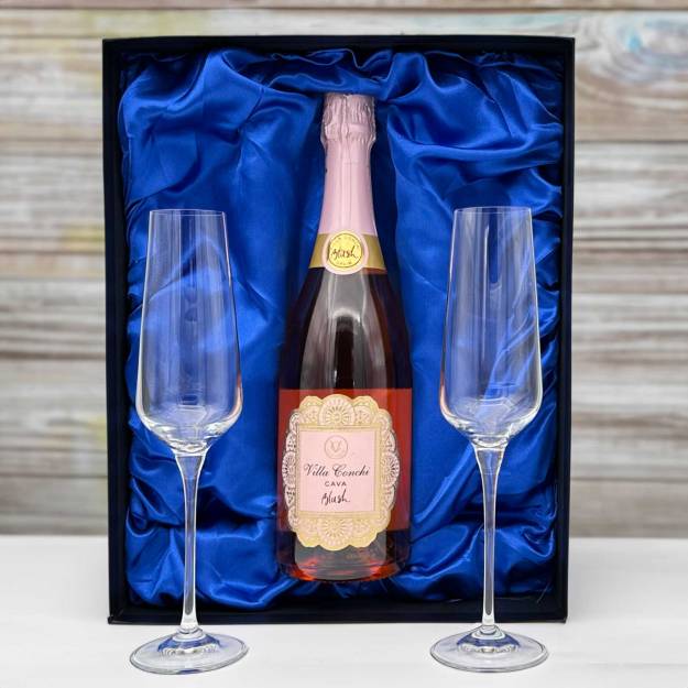 Two Engraved Crystal in Gift Box (with Prosecco or Champagne)