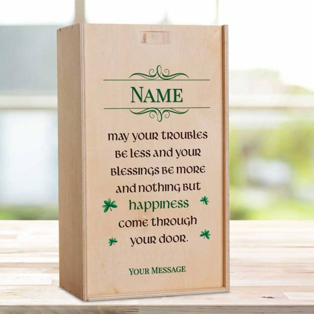 Irish Blessing Any Message - Personalised Wooden Double Wine Box