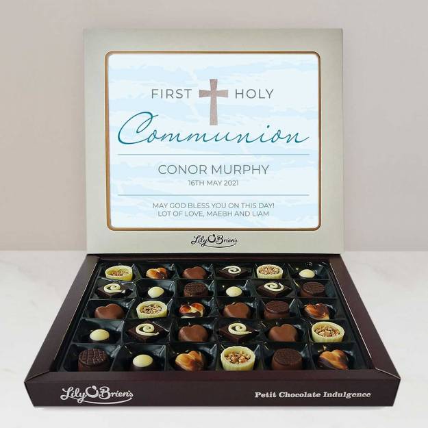 First Holy Communion Cross - Personalised Chocolate Box 290g