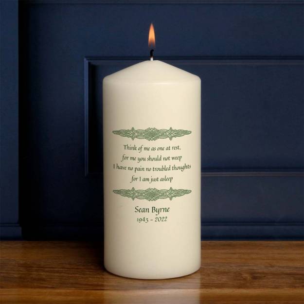 Memorial Poem For I Am Just Asleep Male - Personalised Candle
