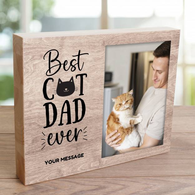 Best Cat Dad Ever - Wooden Photo Blocks