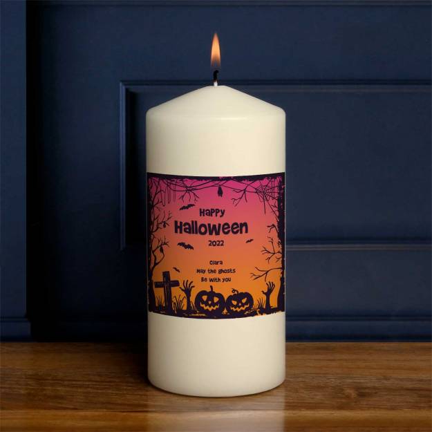 Happy Halloween Silhouette - Personalised Candle