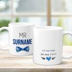 Established Date Blue Bow Tie Personalised Mug