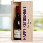 Happy Retirement Any Message - Personalised Wooden Single Wine Box