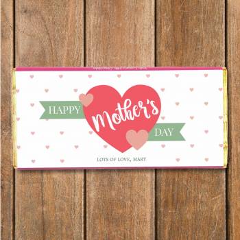 Happy Mother's Day Hearts Personalised Chocolate Bar