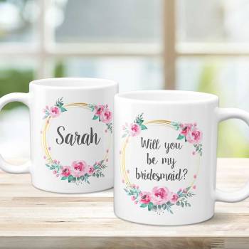 Will You Be My Bridesmaid Floral Personalised Mug
