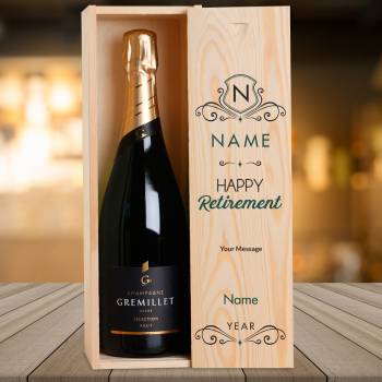 Happy Retirement Green Personalised Single Wooden Champagne Box