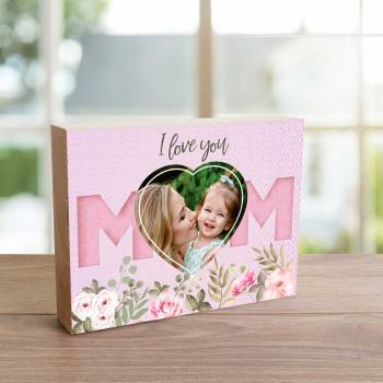 I Love You Mum 1 Photo - Wooden Photo Blocks