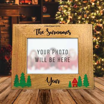 Christmas with the Surnames 7x5 - Solid Oak Effect Picture Frame