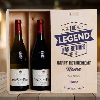 The Legend Has Retired Personalised Wooden Double Wine Box