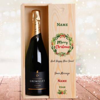 Merry Christmas And Happy New Year Personalised Single Champagne Box