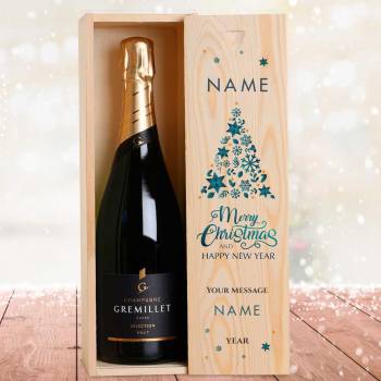 Christmas Tree Personalised Single Champagne Box