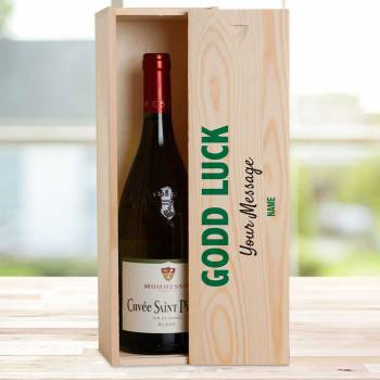 Good Luck Any Message - Personalised Wooden Single Wine Box