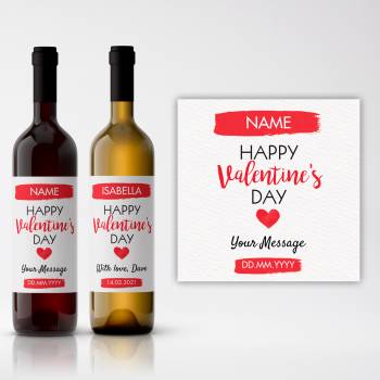 Happy Valentines Heart - Personalised Wine