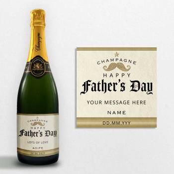 Happy Father's Day With Moustache Personalised Champagne