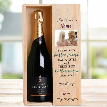 There's No Better Sister Any Photo And Message - Personalised Single Champagne Box
