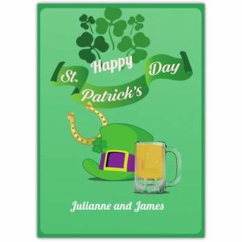 St Patricks Day Hat & Beer Greeting Card