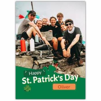 St Patricks Day Photo Upload Shamrock Greeting Card