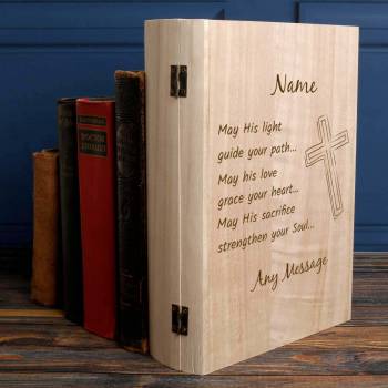 Book Styled Christian Blessing Personalised Wooden Keepsake Book