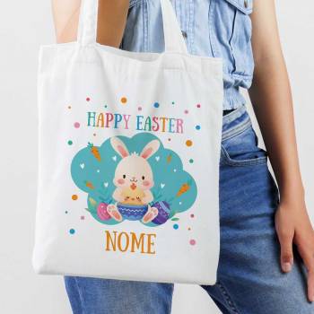 Happy Easter Any Name Bunny And Chick Personalised Tote Bag
