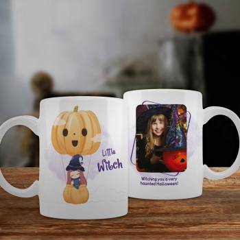 Any Photo And Message Little Witch - Halloween Personalised Mug