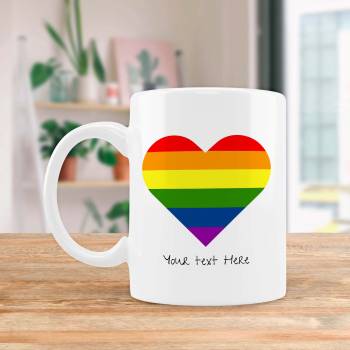 Any Text Rainbow Heart - Personalised Mug