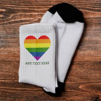 Any Message Rainbow Heart - Personalised Socks