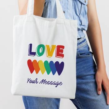 Love Rainbow Hearts Personalised Tote Bag