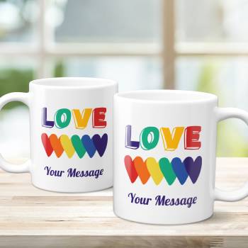 Love Rainbow Hearts - Personalised Mug