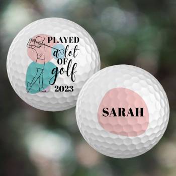 Played a lot of golf, woman silhouette - Personalised Golf Ball - Set of 3 Balls