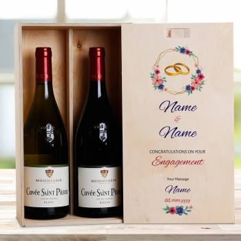 Congratulations On Your Engagement - Personalised Wooden Double Wine Box