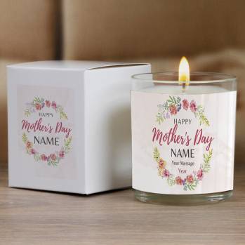 Happy Mother's Day Flowers - Personalised Scented Candle
