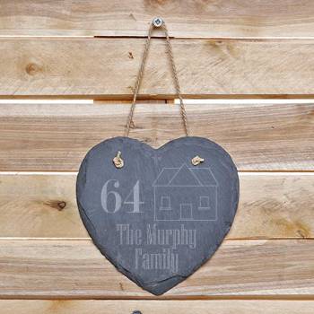Family Home - Personalised Hanging Slate Heart