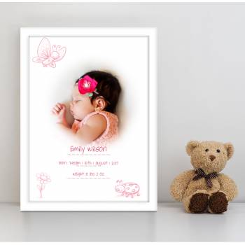 Cute Bugs - Pink - Personalised Poster