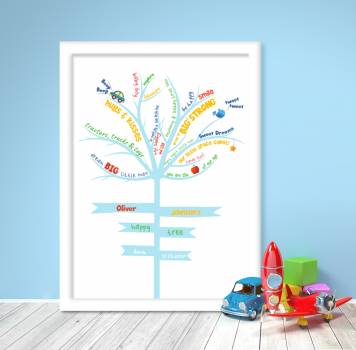 Happy Tree - Blue - Personalised Poster