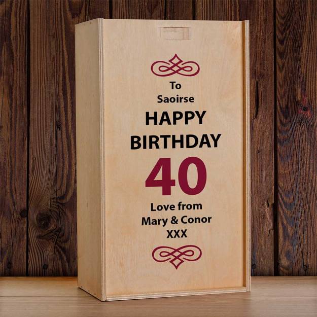 Happy Birthday Personalised Wooden Double Wine Box (INCLUDES WINE)