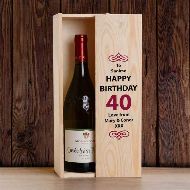 Happy Birthday Personalised Wooden Single Wine Box (INCLUDES WINE)