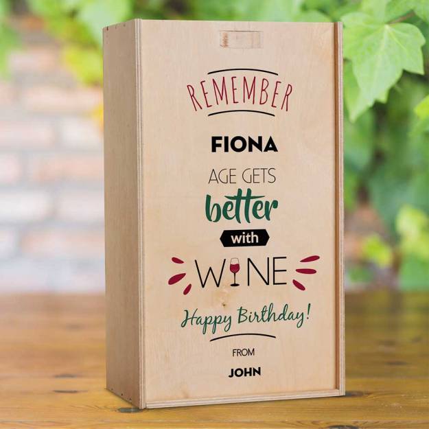 Age Gets Better with Wine Personalised Wooden Double Wine Box (INCLUDES WINE)